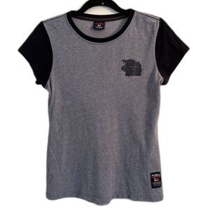 FUBU Y2K Vintage Raglan Graphic Crewneck Tee, Black & Gray- XL